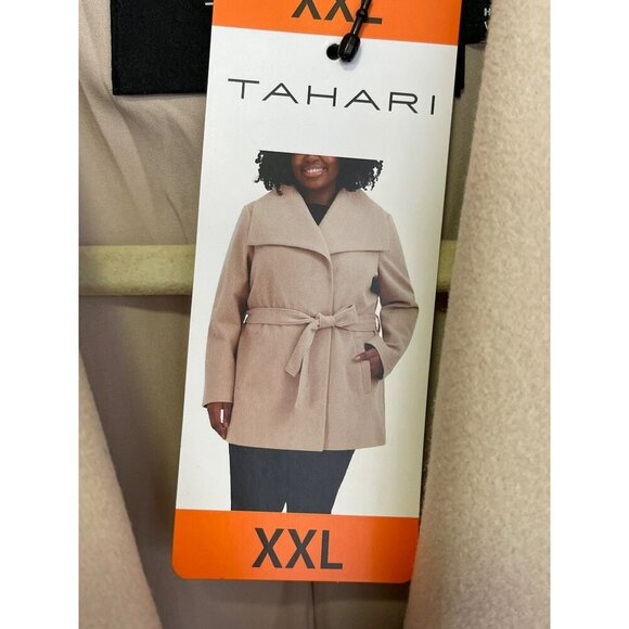 Tahari Size XXL Beige Belted Wrap Tie Winter Coat Beige NWT - Picture 5 of 8